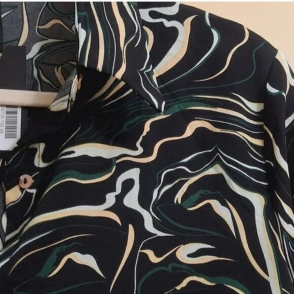 NASTY GAL Abstract Print 2 Piece Set Suit  Button Shirt Wide Leg Pant Sz M - Picture 6 of 11